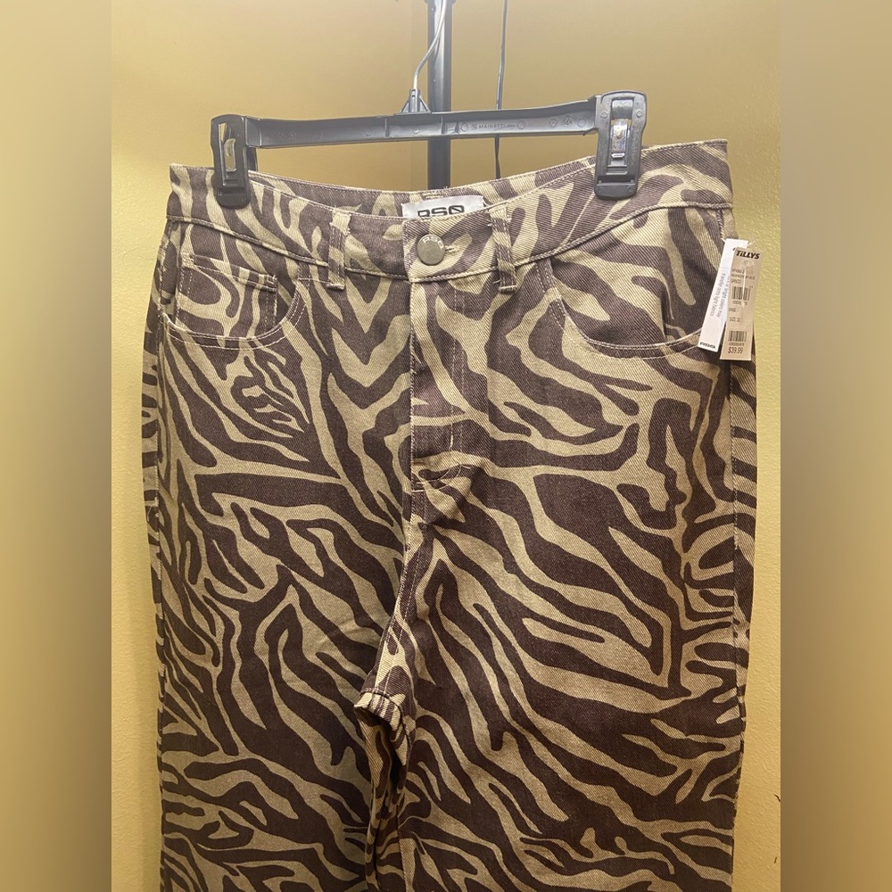 RSQ Pattern Carpenter Pants, Women’s size 32, Color Dark brown + tan almost gray